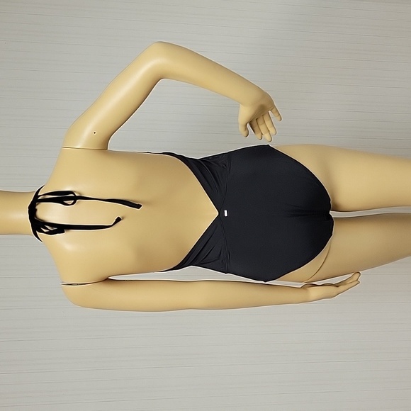 Ted Baker sz 4 black halter top with mesh plunge front - Picture 4 of 7